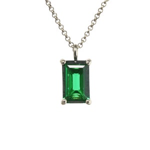 18k Emerald Stone Necklace May Birthstone Pendant Necklace Gold Emerald Necklace Emerald Cut Necklace image 6