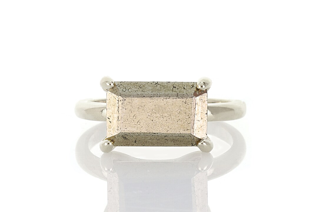 Silver Pyrite Ring · Raw Pyrite Ring · Fool's Gold Ring · Rectangle ...