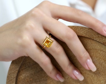 Square Ring · 14k Gold Filled Ring · Gemstone Ring · November Birthstone Ring · Small Stone Ring