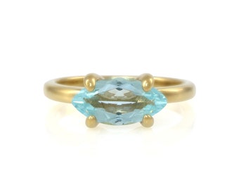 Dainty Marquise Topaz Ring  · Blue Gemstone Ring · Stackable Stone Ring · Engagement Ring Gold · Blue Topaz Gold Filled Ring