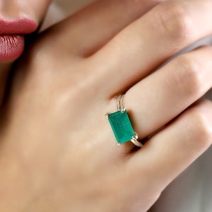 Silver Engagement Ring For Women · Vintage Engagement Ring · Rectangle Onyx Rings For Women · Large Sizes Gemstone Rings