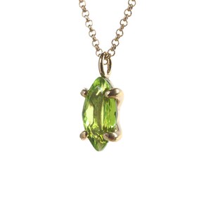 18k Peridot Pendant Necklace · Gold Green Peridot Necklace · August Birthstone Jewelry · Gift For Wife Marquise Necklace image 4