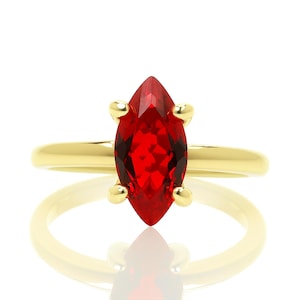 July Birthstone Ring · Gold Ruby Ring · Marquise Engagement Ring · Red Ruby Solitaire Ring · Stackable Gemstone Ring
