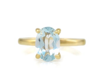 Perfect Proposal Ring · November Birthstone Topaz Ring · Prong Gemstone Cocktail Ring · Blue Topaz Ring