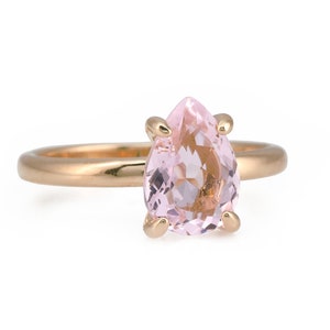 14k Rose Gold Ring · Rose Quartz Ring · Pink Quartz Ring · Teardrop Ring · Drop Stone Ring · Gemstone Ring · Love Stone Jewelry