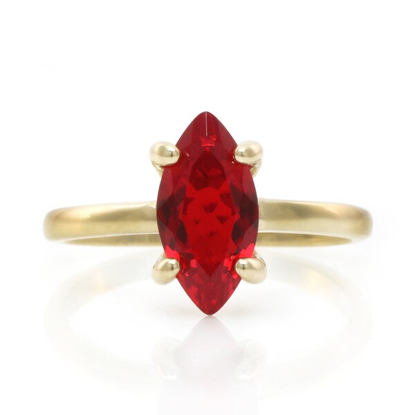 July Birthstone Ring · Gold Ruby Ring · Marquise Cut Engagement Ring · Dark Red Ruby Solitaire Ring · Stack Gemstone Ring