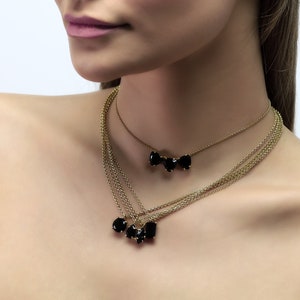 Stunning Rectangle Black Onyx Necklace Simple Crystal Pendant Minimalist Necklace Black Gold Gemstone Necklace zdjęcie 5