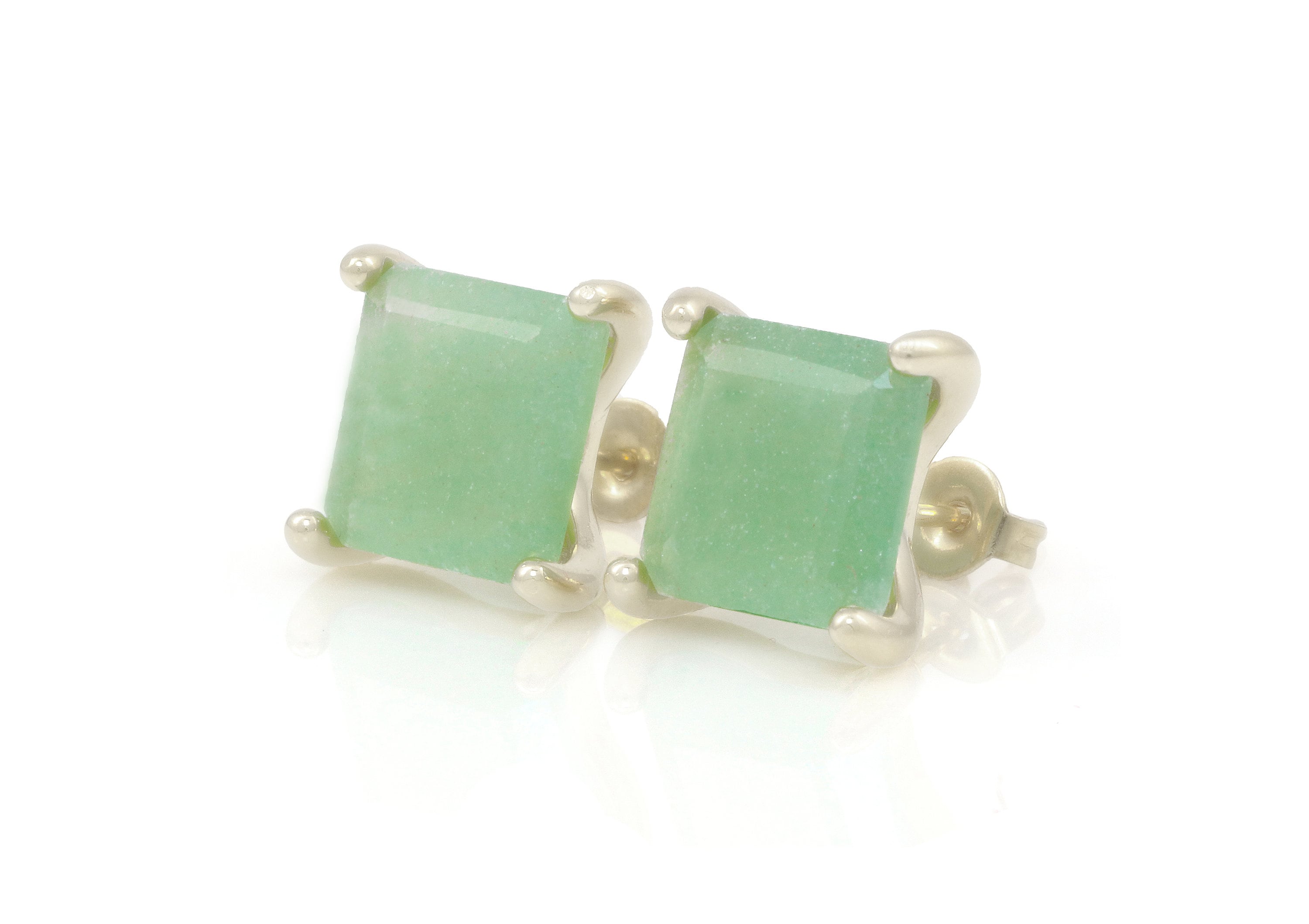 Argento Chic-Net Orecchini A Bottone In Argento 925 Con Avventurina, Pietra Naturale, Per Donna
