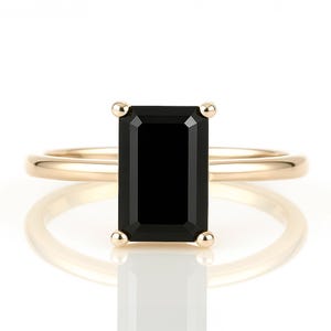 14k Rose Gold Ring · Black Onyx Ring · Gemstone Ring · Rectangle Ring · Rose Gold Stone Ring · Emerald Cut Ring · Stackable Ring