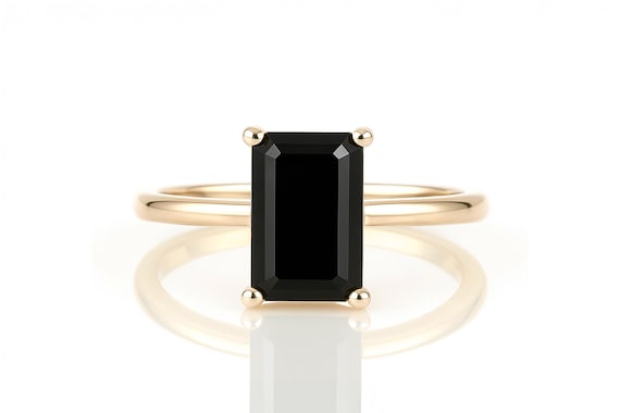 14k Rose Gold Ring · Black Onyx Ring · Gemstone Ring · Rectangle Ring · Rose Gold Stone Ring · Emerald Cut Ring · Stackable Ring