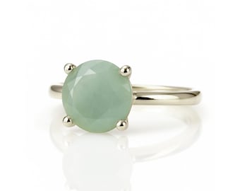 March Birthstone Ring · Aquamarine Ring · Gem Ring · 925 Sterling Silver Ring · Small Stone Ring · Gold Dainty Ring · Casual Stone Ring