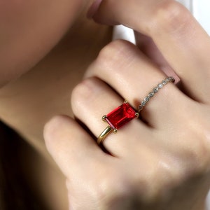 14k Gold Ruby Ring · July Birthstone Ring · Stackable Gemstone Ring · Gold Engagement Ring