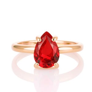 Pink Rose Gold Ruby Ring · Rose Gold Engagement Ring · 18k Rose Vermeil Stacking Ring · Solitaire Ruby Ring · July Birthstone Ring