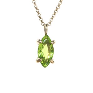 18k Peridot Pendant Necklace · Gold Green Peridot Necklace · August Birthstone Jewelry · Gift For Wife Marquise Necklace image 2