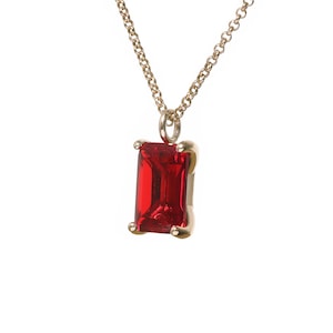 Rare & Classic Ruby Necklace 18k Gold July Birthstone Necklace July Birthstone Pendant Rectangle Ruby Necklace For Women image 7