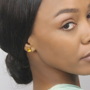 18k Citrine Earrings · Gold Gemstone Earrings · Gold Stud Earrings · 14k Gemstone Earrings · November Birthstone Earrings · Bridesmaid Gifts