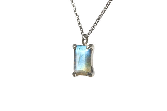 スターリングシルバー925ラブラドライトネックレス・半貴石カスタム スターリングシルバー925ラブラドライトネックレス・半貴石カスタム