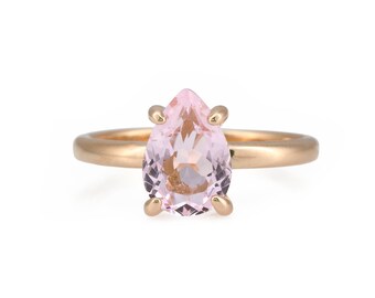 14k Rose Gold Ring · Rose Quartz Ring · Pink Quartz Ring · Teardrop Ring · Drop Stone Ring · Gemstone Ring · Love Stone Jewelry
