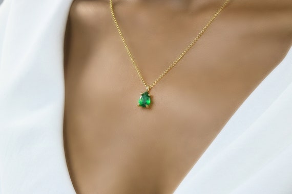 Genuine Emerald Necklace [18K Gold Vermeil]