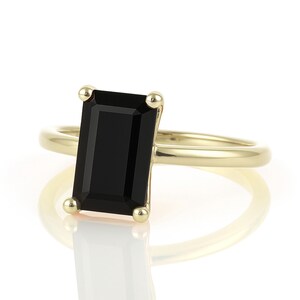 14k Rose Gold Ring · Black Onyx Ring · Gemstone Ring · Rectangle Ring · Rose Gold Stone Ring · Emerald Cut Ring · Stackable Ring image 8