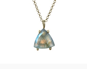 Labradorite Gold Necklace · Real Labradorite Pendant · Triangle Gemstone Necklace For Women · Stone Pendant For Women