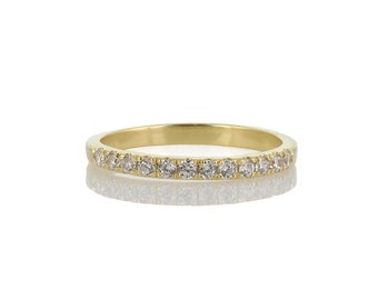 CZ Gold Filled Ring · 14k Gold Vermeil Zircon Ring · Half Way Paved CZ 2mm Band · Dainty Stackable Ring · Elegant Ring for Women