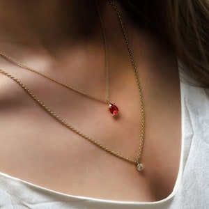 Ruby Pendant Necklace · 18k Gold Ruby Necklace · July Birthstone Necklace · 14k Yellow Gold Necklace For Women