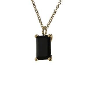 Stunning Rectangle Black Onyx Necklace Simple Crystal Pendant Minimalist Necklace Black Gold Gemstone Necklace zdjęcie 4
