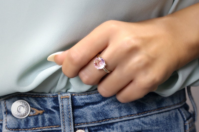 Love Ring · Rose Quartz Ring · Pink Quartz Ring · Pink Ring · Rose Quartz Jewelry · Round Prong Stone Ring · Gemstone Ring 