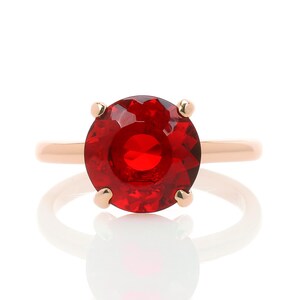 Red Ruby Ring · 18k Rose Gold Ring · Pink Gold Gemstone Ring · Rose Gold Stack Ring · July Birthstone Engagement Ring image 8