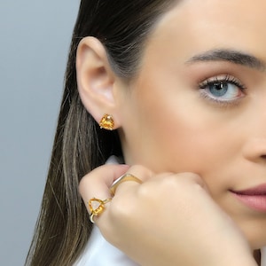 Citrine Earrings 14k Gold · Vintage Classic Citrine Earrings · November Birthstone Earrings · Yellow Crystal Earrings