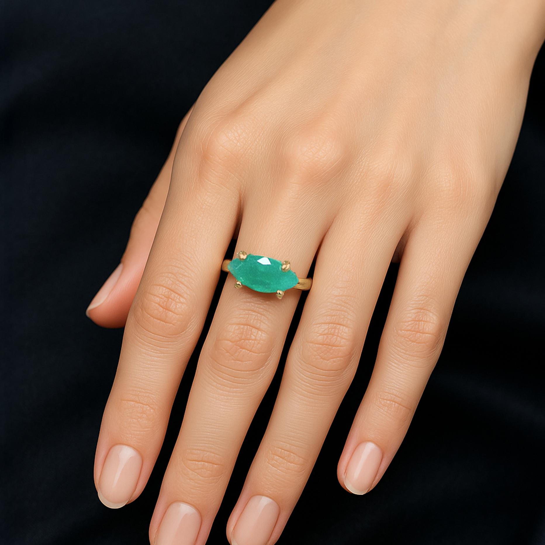Dainty Marquise Shape Onyx Ring · 18k Gold Green Onyx Ring · Gemstone Rings For Women · Solitaire Engagement Ring