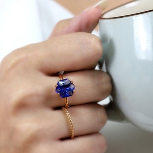 Sapphire Rose Gold Engagement Ring · 18k Gold Sapphire Ring · September Sapphire Ring · Blue Sapphire Ring
