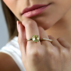 Gold Lemon Quartz Ring · Gemstone Ring · 14k Gold Ring · Gold Stackable Ring