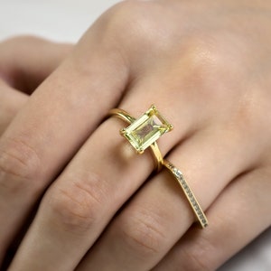 Lemon Quartz Ring · Reflective Ring · Yellow Quartz Ring · Gold Ring · Rectangle Ring · Stacking Ring · Long Ring · Thin Band · Stack Ring