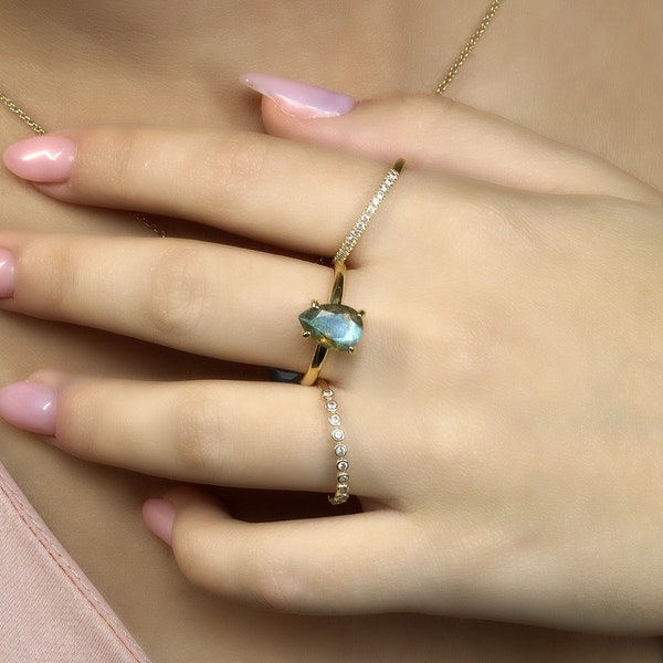 Labradorite Ring · Stack Ring · Gold Stone Ring · Teardrop Ring · Simple Gemstone Ring · Small Stacking Ring · Custom Rings