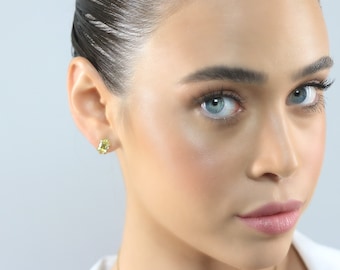 Delicate Marquise Cut Lemon Quartz Stud Earrings For Women · Quartz Gold Earrings · Yellow Quartz Earrings