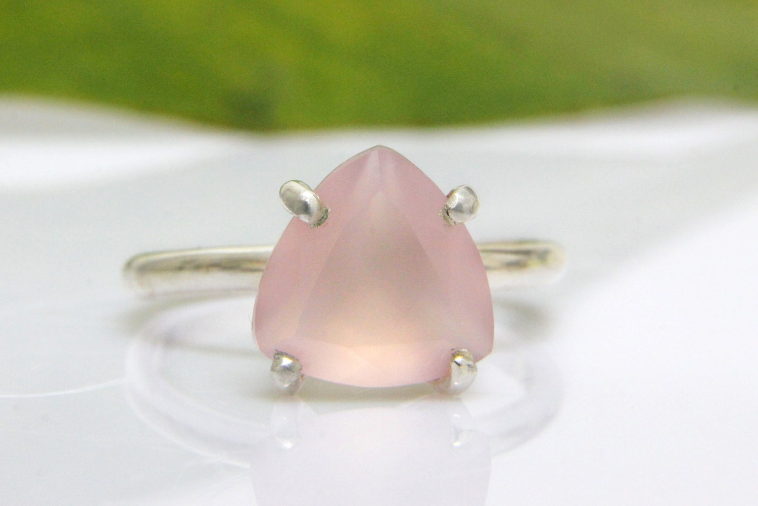 Pink chalcedony ringsilver stacking ringgold silver | Etsy