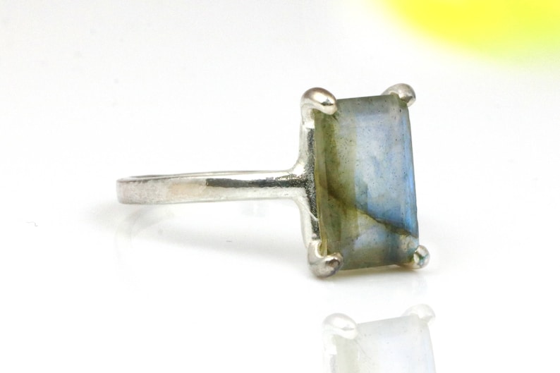 gemstone ring,silver ring,Labradorite ring,rectangle ring,silver stack ring,stacking stone ring