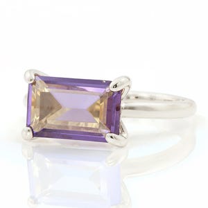 Purple Amethyst Ring · Emerald Cut Silver Ring · Gemstone Ring · February Gemstone Ring · Stackable Gem Ring · Purple Stone Ring