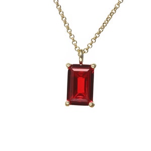 Rare & Classic Ruby Necklace 18k Gold July Birthstone Necklace July Birthstone Pendant Rectangle Ruby Necklace For Women image 4