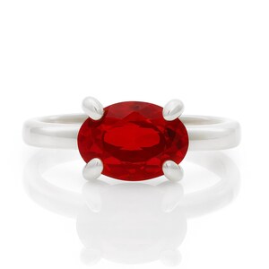 Horizontal One Of A Kind Ruby Ring · 18k Gold Solitaire Ring · July Birthstone Ring · Solid Gold Ring · 24k Gold Ring · Engagement Ring Oval image 4