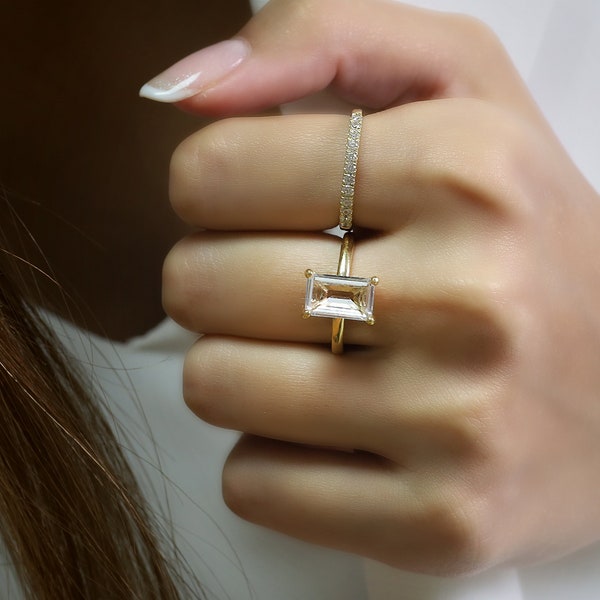 Quartz Gold Ring Etsy