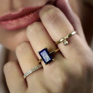 Massiver Gold benutzerdefinierte Lapis Ring · 18k Gold Vermeil Ring · September Birthstone Ring · Braut Edelstein Ring · Lapis Lazuli Verlobungsring