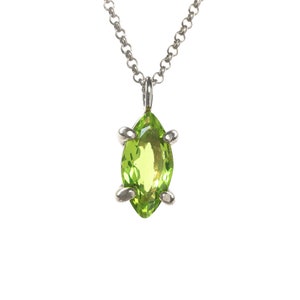 18k Peridot Pendant Necklace · Gold Green Peridot Necklace · August Birthstone Jewelry · Gift For Wife Marquise Necklace image 5