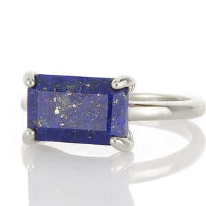Lapis Ring Sterling Silber Ring · Lapis Rechteck Ring · Damen Lapis Ring · 14k Solid Gold September Birthstone Ring