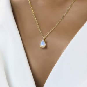 Rainbow Moonstone Necklace · Teardrop Gemstone Necklace Gold · June Birthstone Necklace  · Multi Flash Pendant Necklace