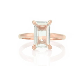 Rose Gold Ring · Crystal Quartz Ring · Clear Quartz Stackable Ring · Delicate Clear Quartz Ring · Engagement Ring · Proposal Ring