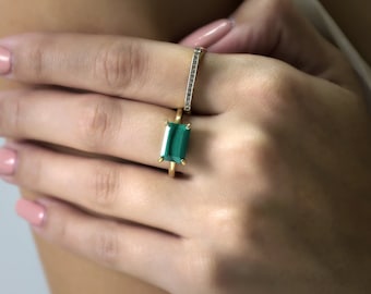Gold Malachite Ring · Green Gemstone Ring · Malachite Gemstone Ring · Gold Solitaire Ring · Everyday Ring · Rectangle Stone Ring
