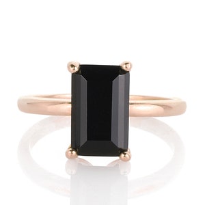 14k Rose Gold Ring · Black Onyx Ring · Gemstone Ring · Rectangle Ring · Rose Gold Stone Ring · Emerald Cut Ring · Stackable Ring